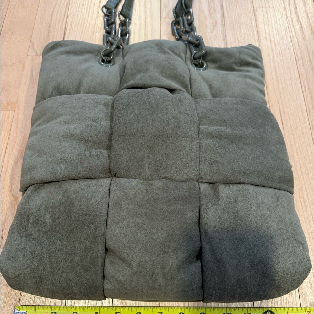 INC international Soft velour Green Shoulder Handbag snap closure - Picture 6 of 16